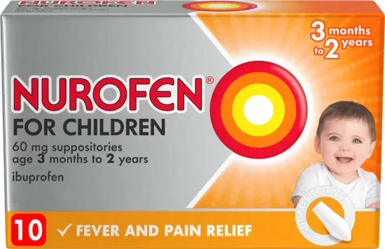Nurofen for Children 60mg Suppositories age 3 months to 2 years 10 Suppositories