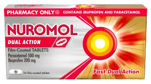 Nuromol Dual Action Film Coated Tablets Paracetamol 500mg Ibuprofen 200mg 24 Tablets