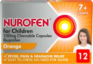 Nurofen for Children 100mg Chewable Capsules, Orange 12 Chewable Capsules