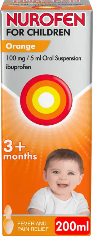 Nurofen for Children Orange 100mg/5ml Oral Suspension Spoon 200ml