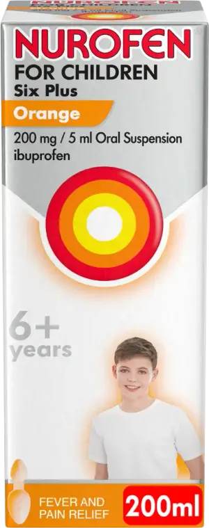 Nurofen for Children Six Plus Orange 200mg/5ml Oral Suspension 200ml