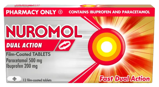 Nuromol Dual Action Film Coated Tablets Paracetamol 500mg Ibuprofen 200mg 12 Tablets