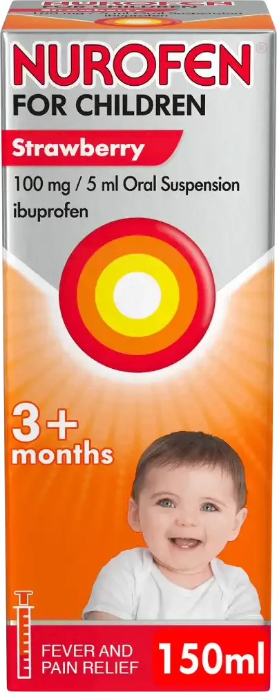 Nurofen for Children Strawberry 100mg/5ml Oral Suspension Syringe 150ml